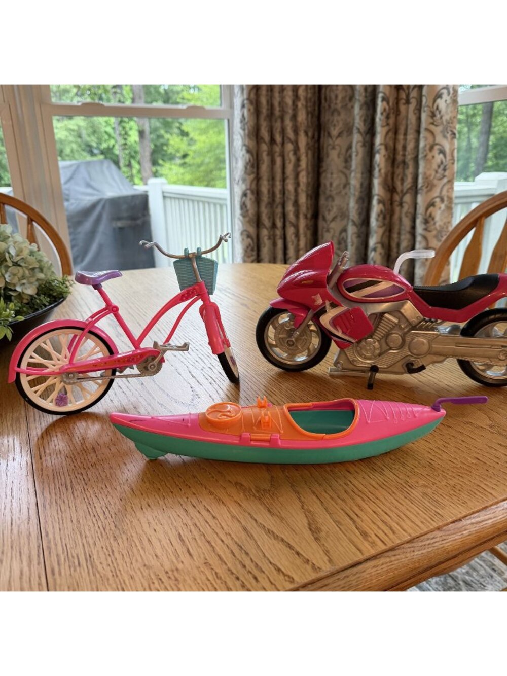 BARBIE DOLL ADVENTURE SET KAYAK BIKE BICYCLE MOTORCYLE